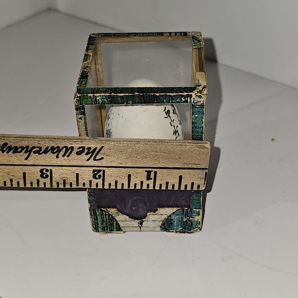 Antique Egg In Glass&Wooden Display Case Asian Handpainted - Picture 11 of 11